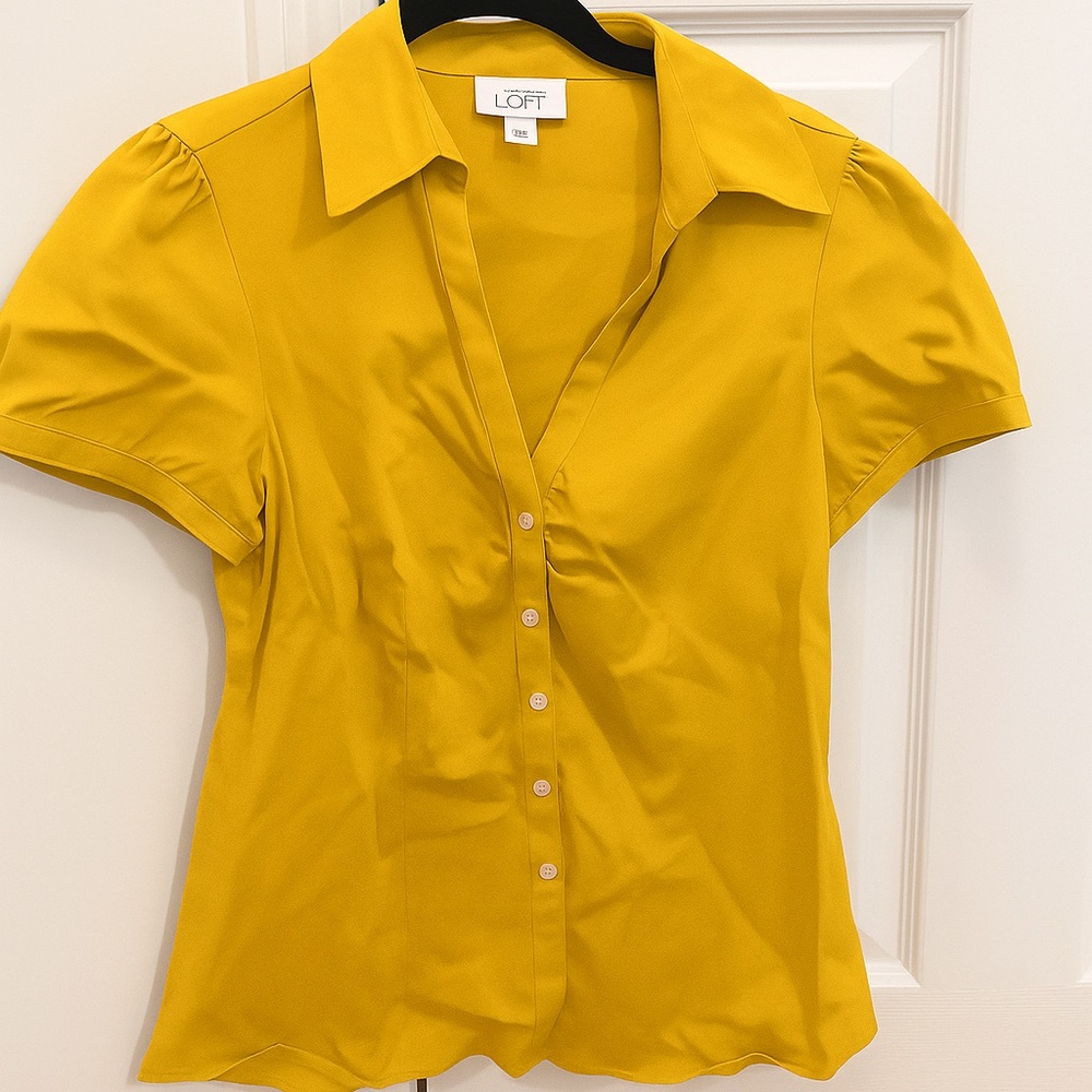 LOFT Women's Mustard Button Down Shirt